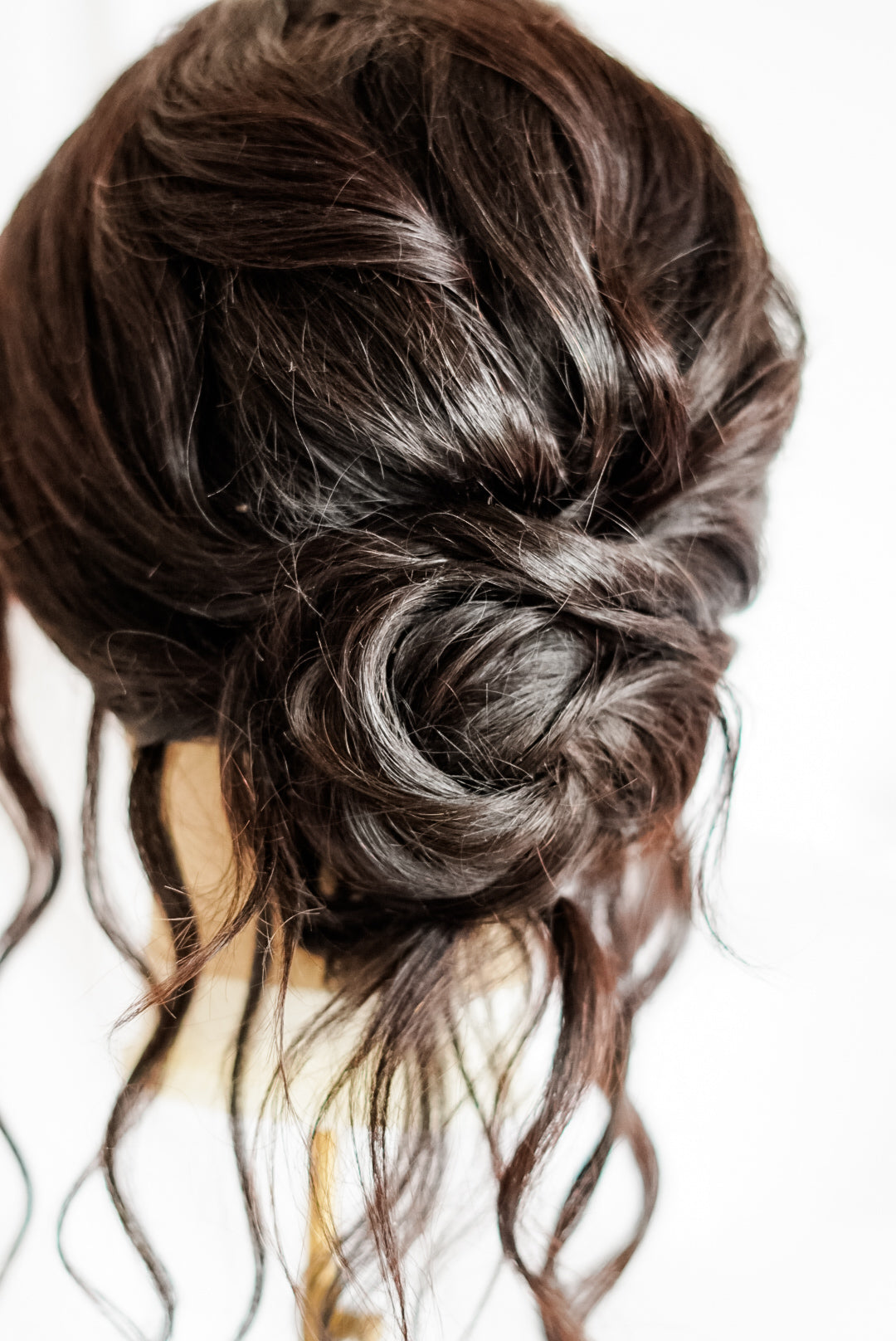 Dark Brown Romantic Low Bun Style